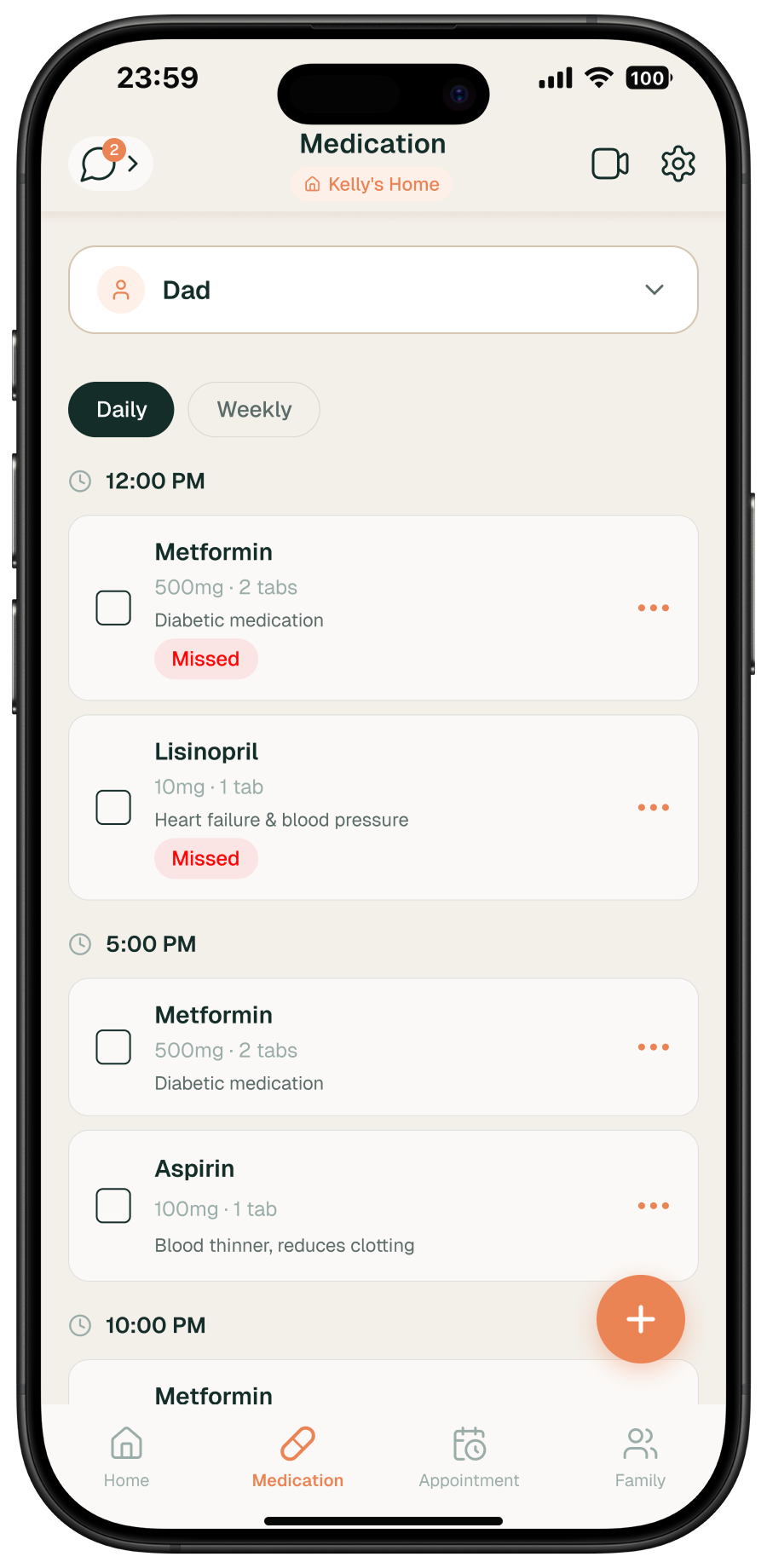 ELLO app appointment list screen
